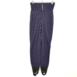 Vtg Bogner  Stretch Jaquard Stirrup‎ Ski Pants Women Sz 10 Blue High Waist